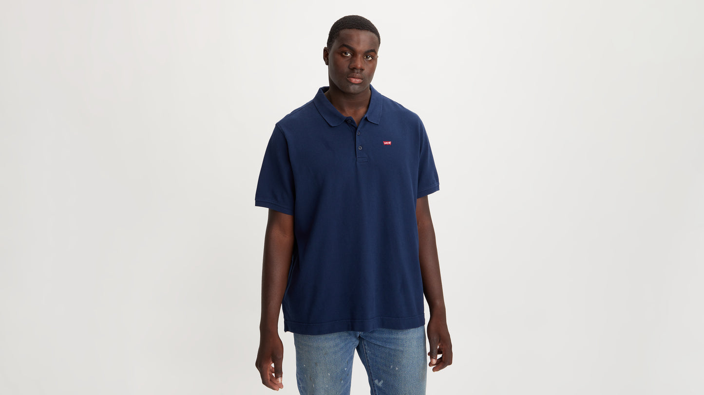 Man in Levi's blue polo shirt, big size