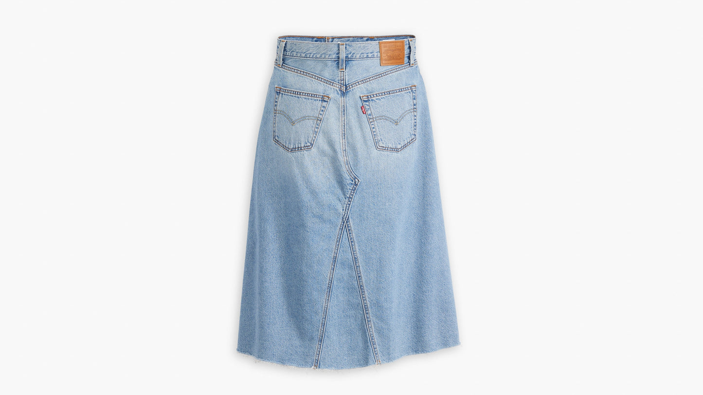Flat lay of Levi's women's high-rise a-line skirt back view