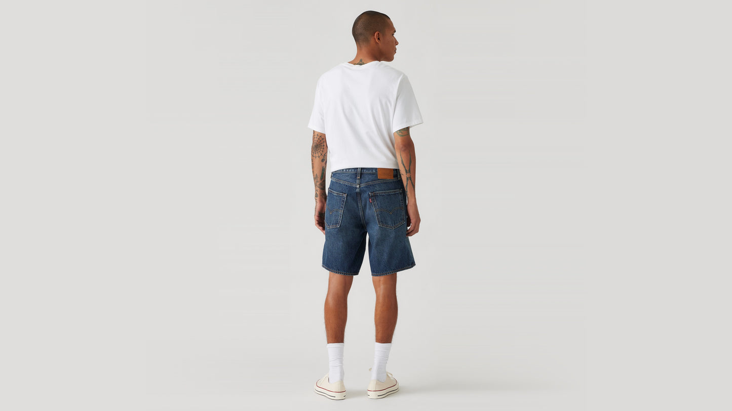 Back view of man in Levi's denim shorts