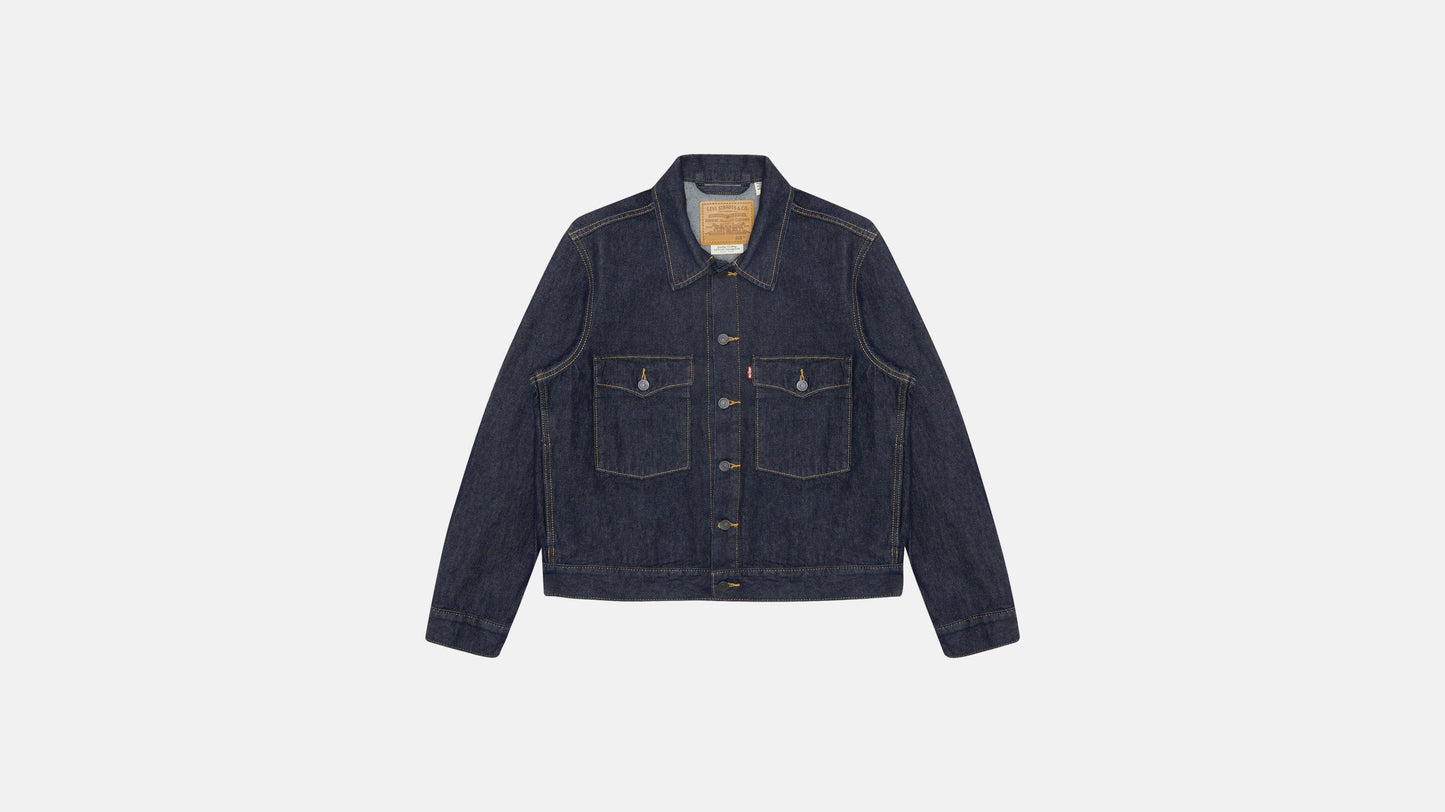 Dark indigo Levi's denim jacket with chest pockets