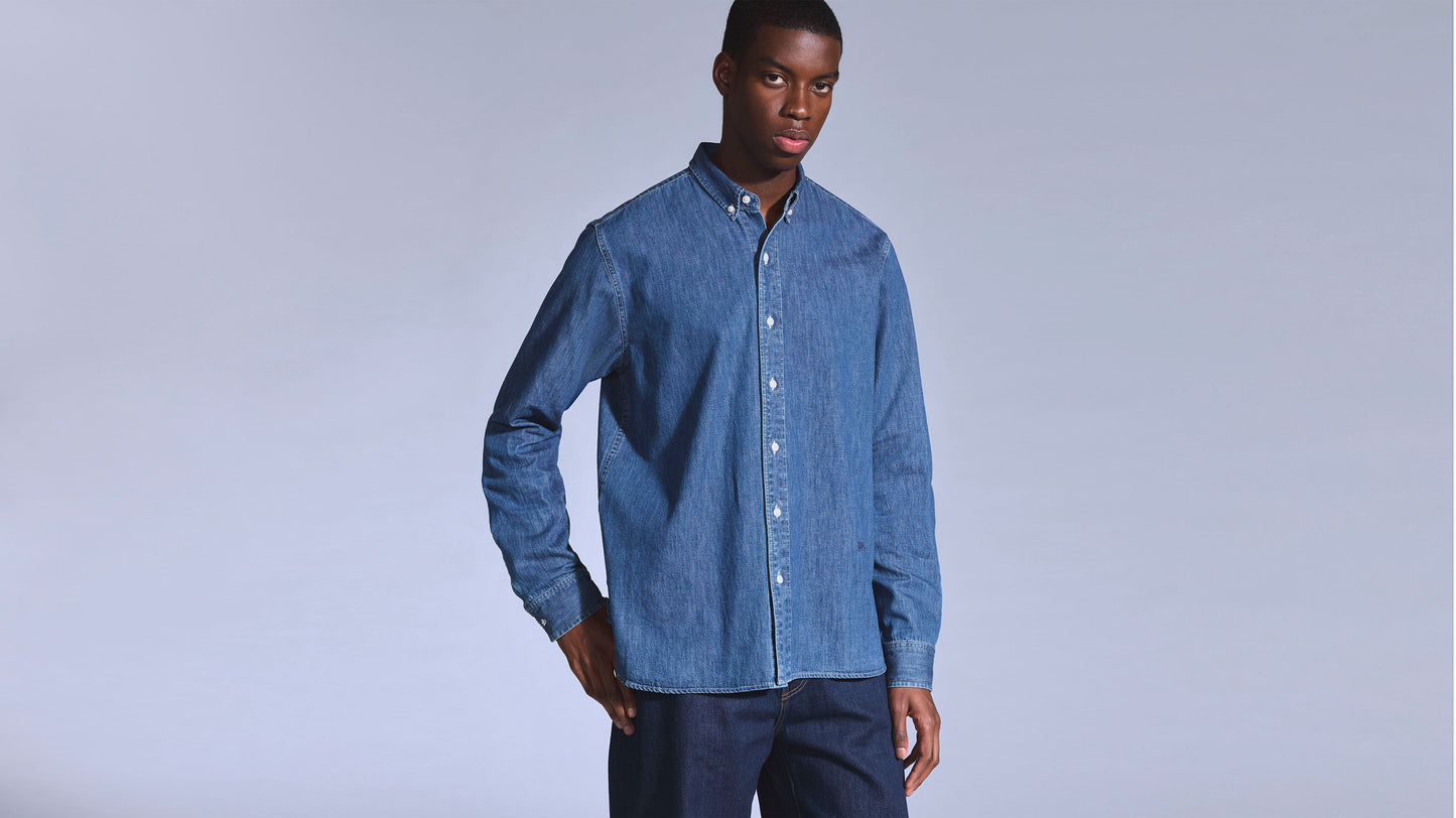 Levi's blue long-sleeve denim shirt with classic fit