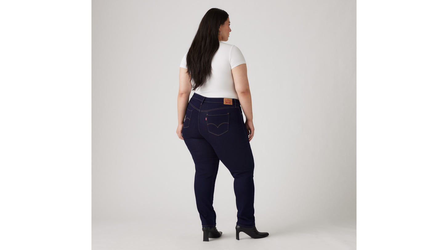 Levi's dark indigo plus-size jeans for women back view