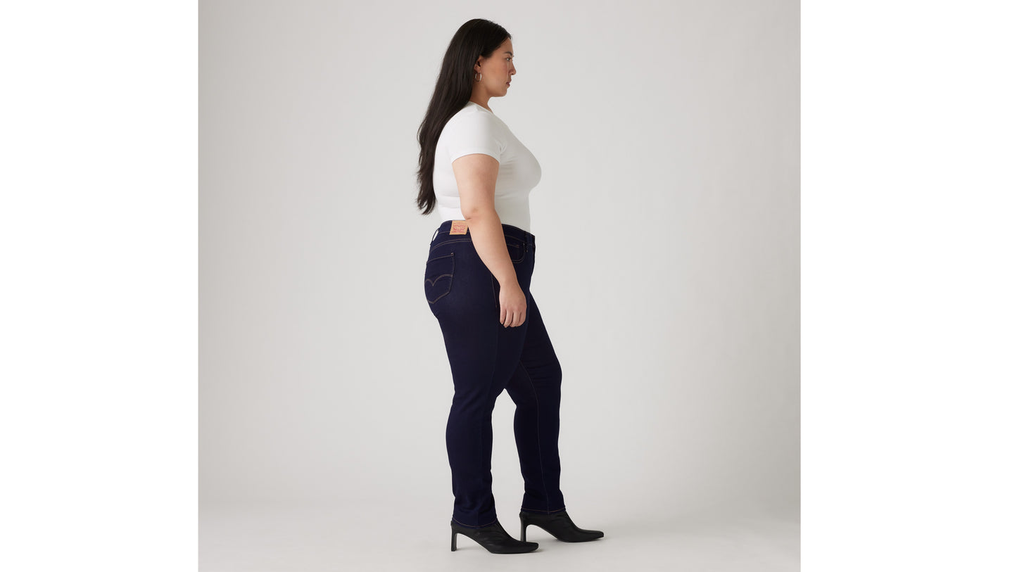 Levi's women's dark indigo plus-size jeans side view