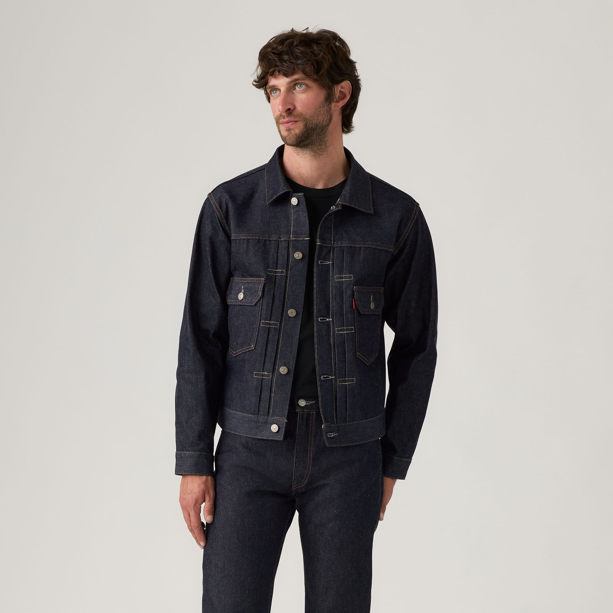 Levi's Mens Slim Fit Black Denim Jacket Men's Embroidered