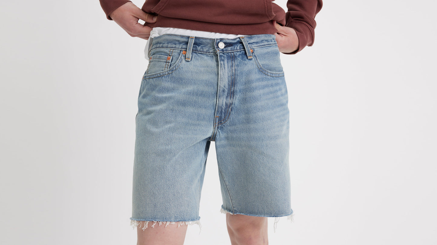 Close-up view of man in Levi’s 468 loose Shorts in light wash