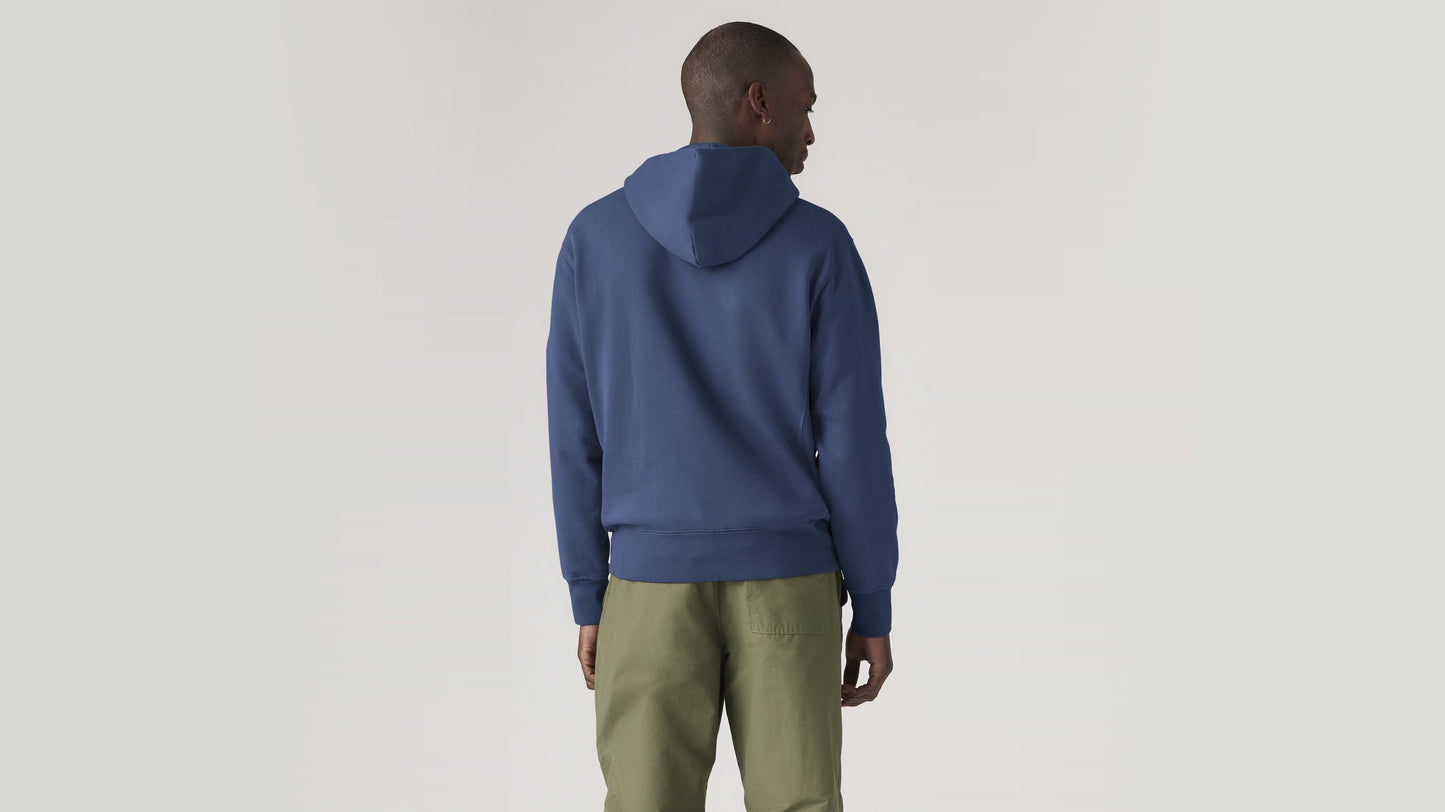 Man wearing Levi's Blue Men's Authentic Hoodie viewed from the back