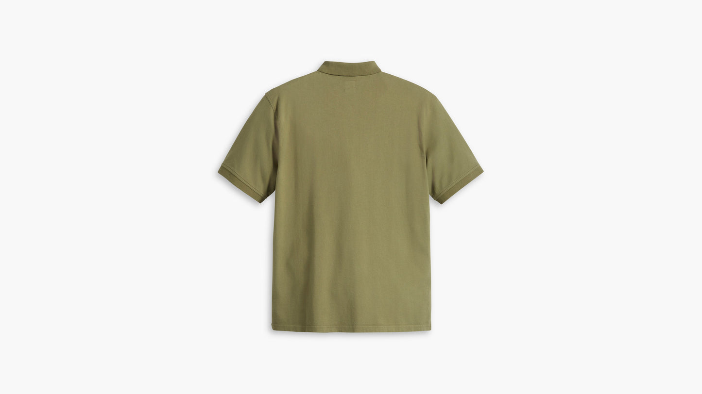 Back view of olive Levi's polo shirt