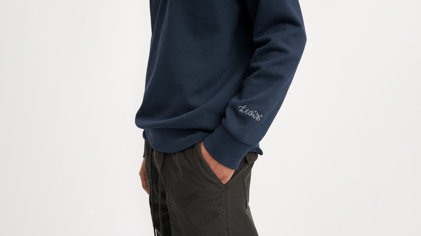 Navy hoodie with Levi's logo on sleeve