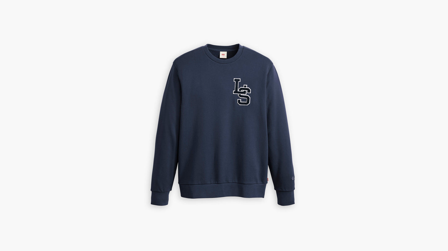 Blue crewneck sweatshirt with LS embroidery