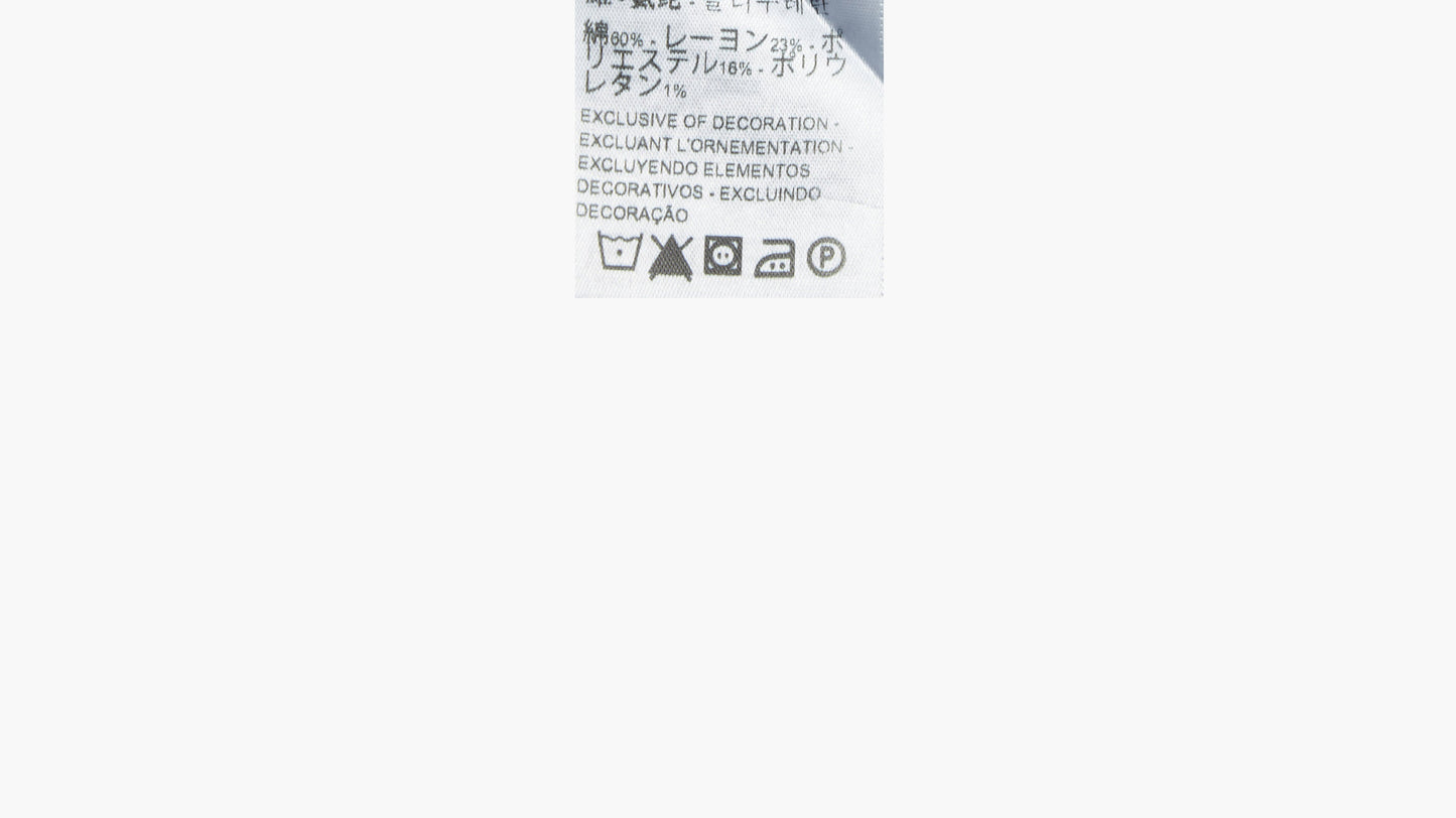 Close-up of Levi’s care label with washing symbols