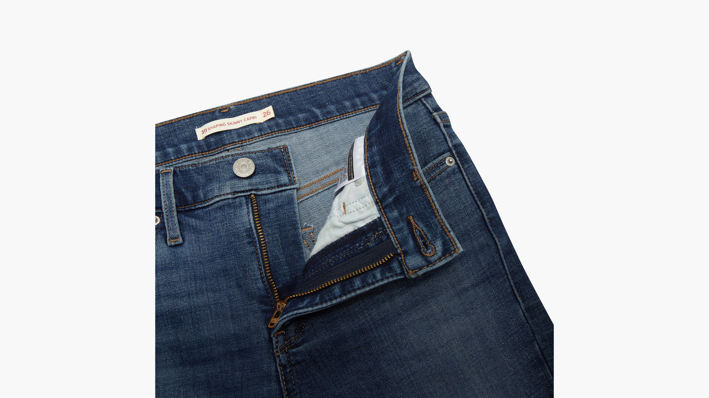 Open fly view of Levi’s 311 Shaping Skinny Capri jeans