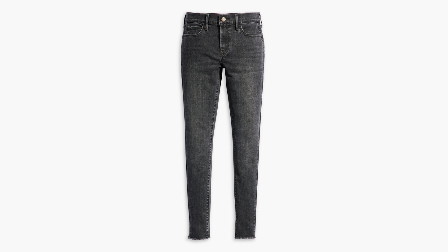 Flat lay of Levi's Women's 710 Mid-Rise Super Skinny Jeans in grey