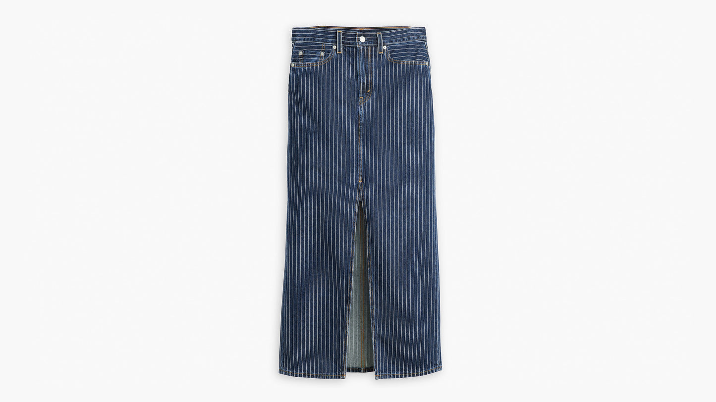 Flat lay of Levi's Women's Ankle Column Skirt with slit, front view