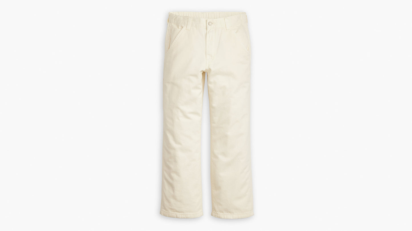 Flat lay of off-white Levi's Women's Baggy Carpenter Jeans, front view