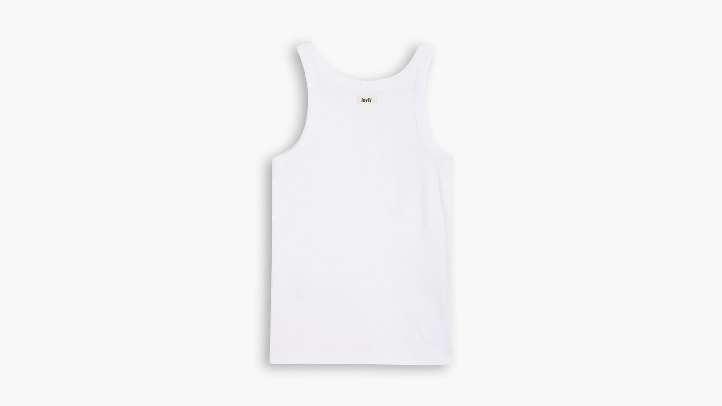 Flat lay of Levi's Women's Essential Racer Tank in white, back view