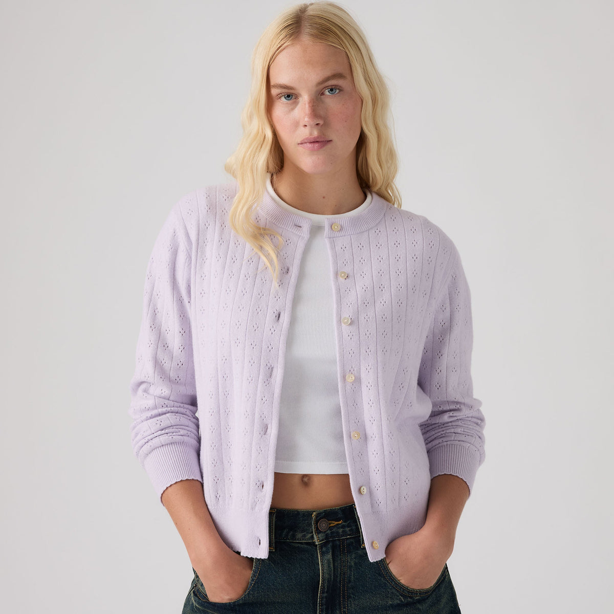Levi's® Women's Supersoft Pointelle Crewneck Cardigan SCL