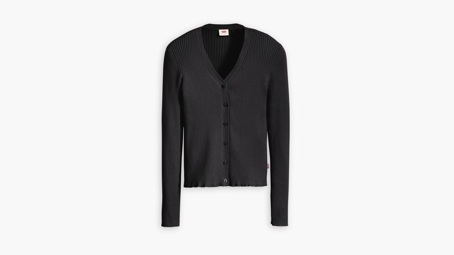 Levi’s black ribbed cardigan with button closure