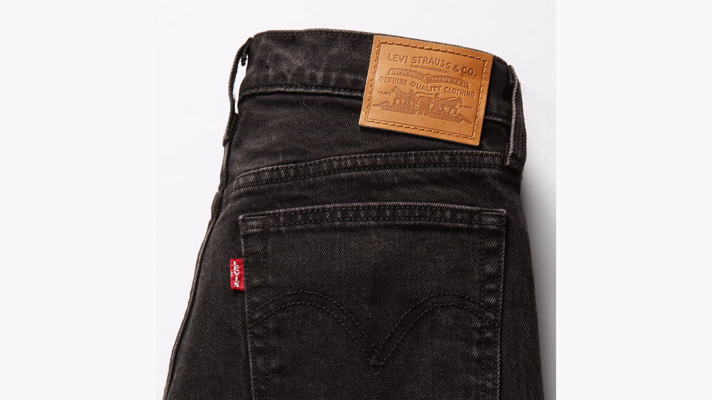 Back patch view of Levi's Women's Wedgie Bootcut Jeans in black