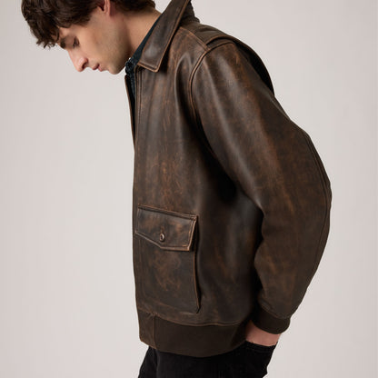 Thumbnail 4 - Levi's® Men's Clayton Leather Aviator Jacket - 003AU0000