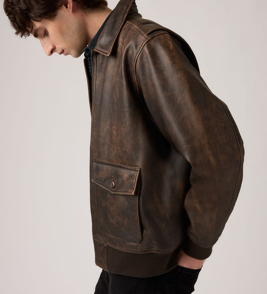 Main 4 - Levi's® Men's Clayton Leather Aviator Jacket - 003AU0000