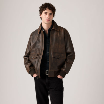 Thumbnail 2 - Levi's® Men's Clayton Leather Aviator Jacket - 003AU0000