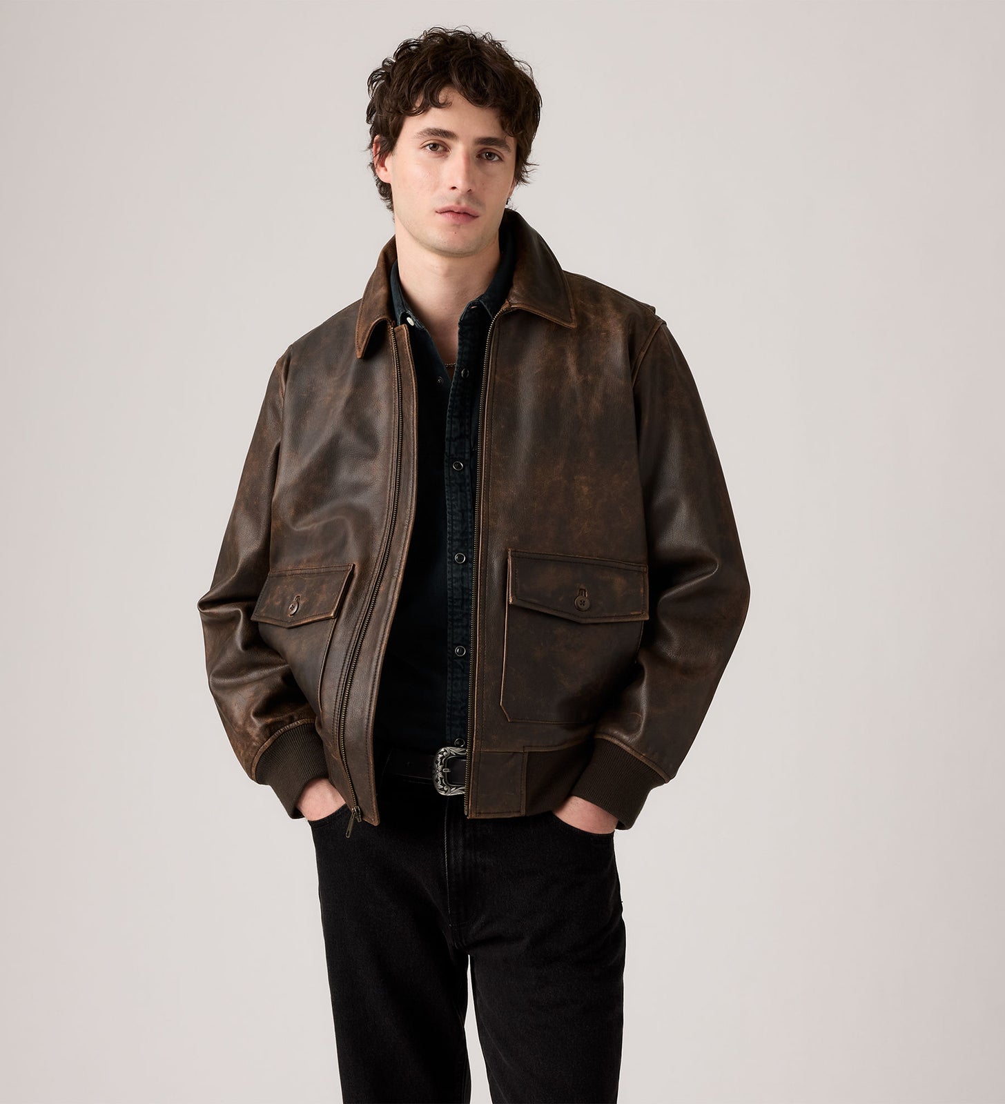 Main 2 - Levi's® Men's Clayton Leather Aviator Jacket - 003AU0000