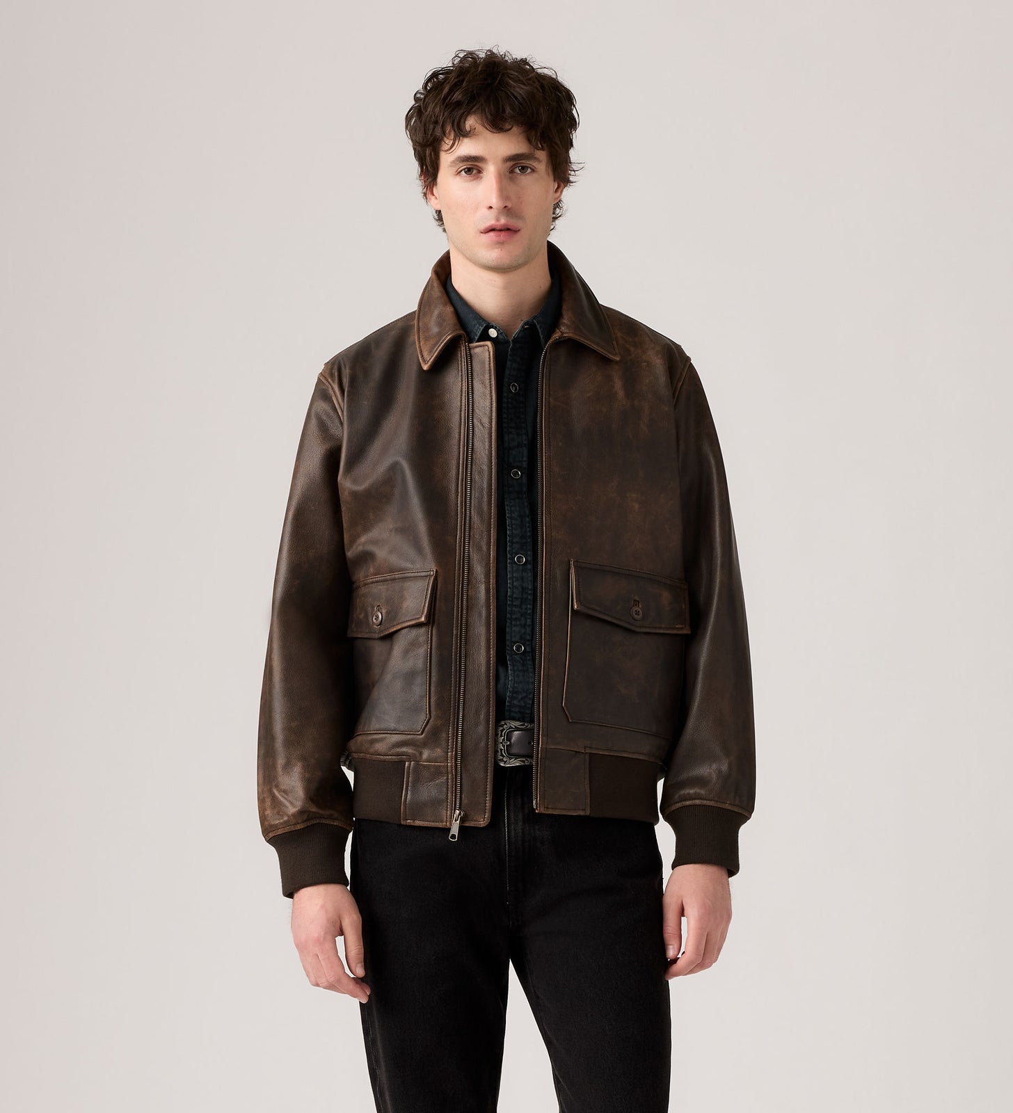 Main 1 - Levi's® Men's Clayton Leather Aviator Jacket - 003AU0000