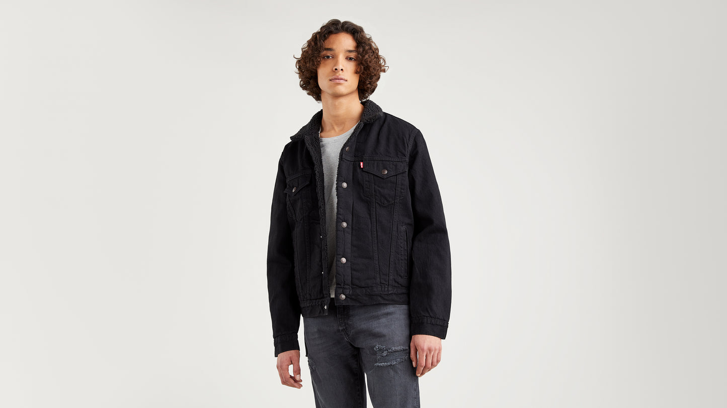 Levis Sherpa Trucker Jacket Mens Levis Black Denim Jacket Levi&