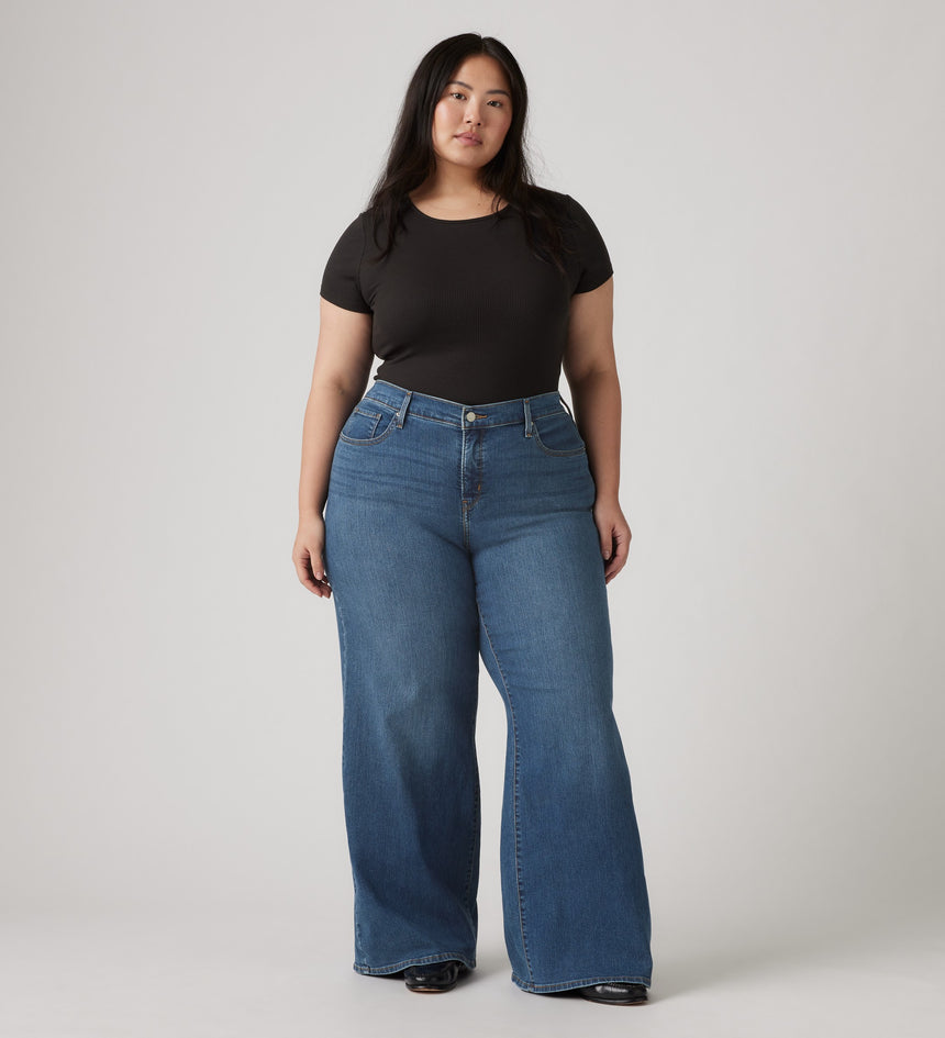 Levis Jeans Womens Plus Size Bottoms Ribcage Wide Leg Women's