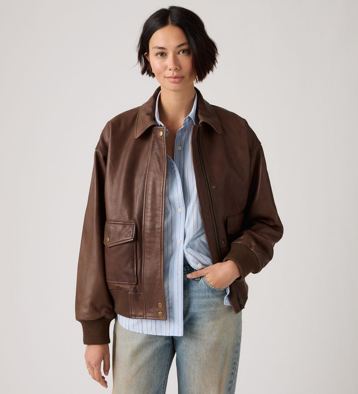 Main 1 - Levi's® Women's Genuine Leather Kennedy Dad Jacket - 003G60003