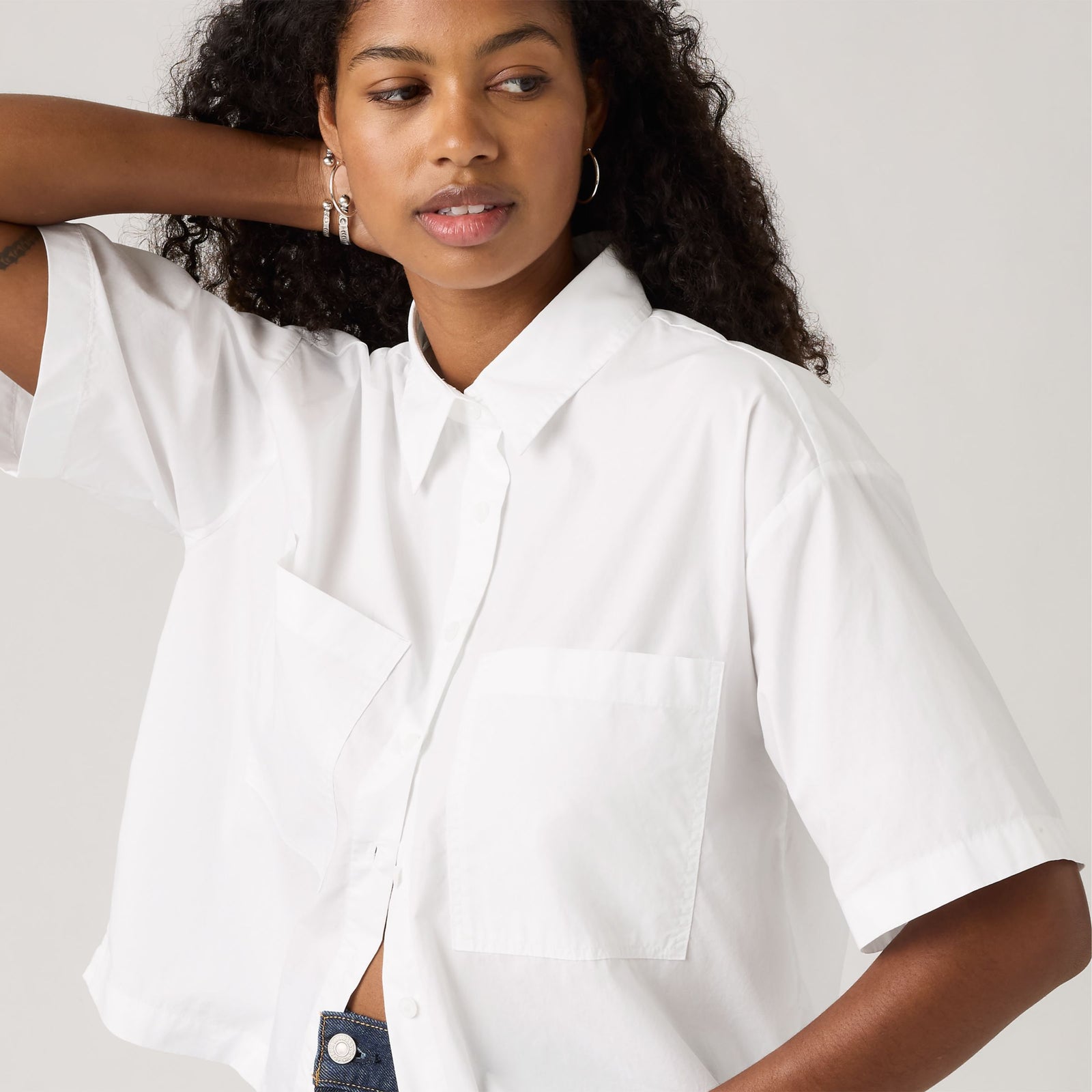 Main 4 - Levi's® Women's Harlie Short-Sleeve Cropped Shirt - 003QI0001