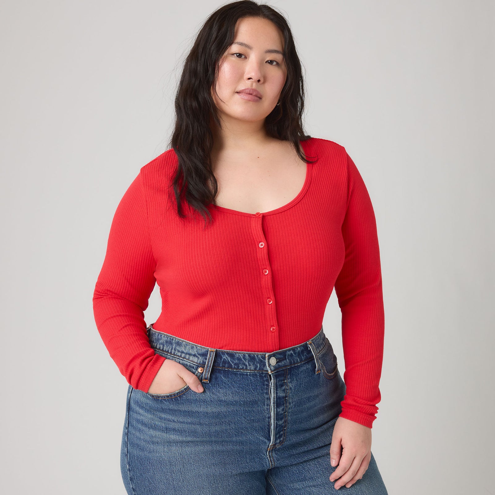 Main 4 - Levi's® Women's Austen Button-Up Long-Sleeve Top (Plus Size) - 009AZ0001