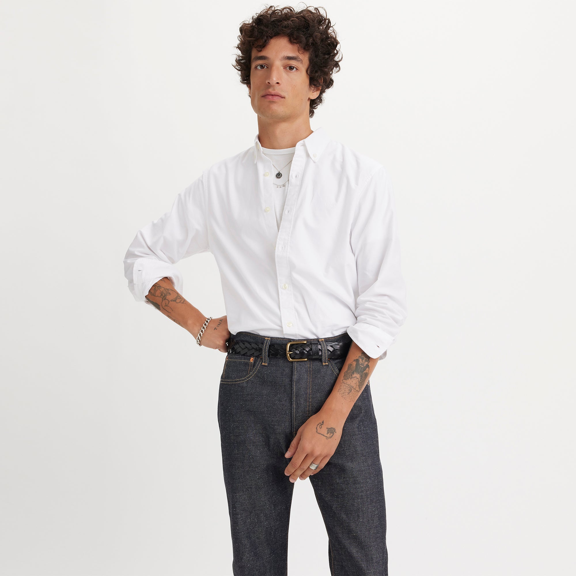 Bright White Button-Down Shirt for Men with Easy Fit