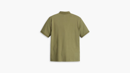 Back view of olive Levi's polo shirt