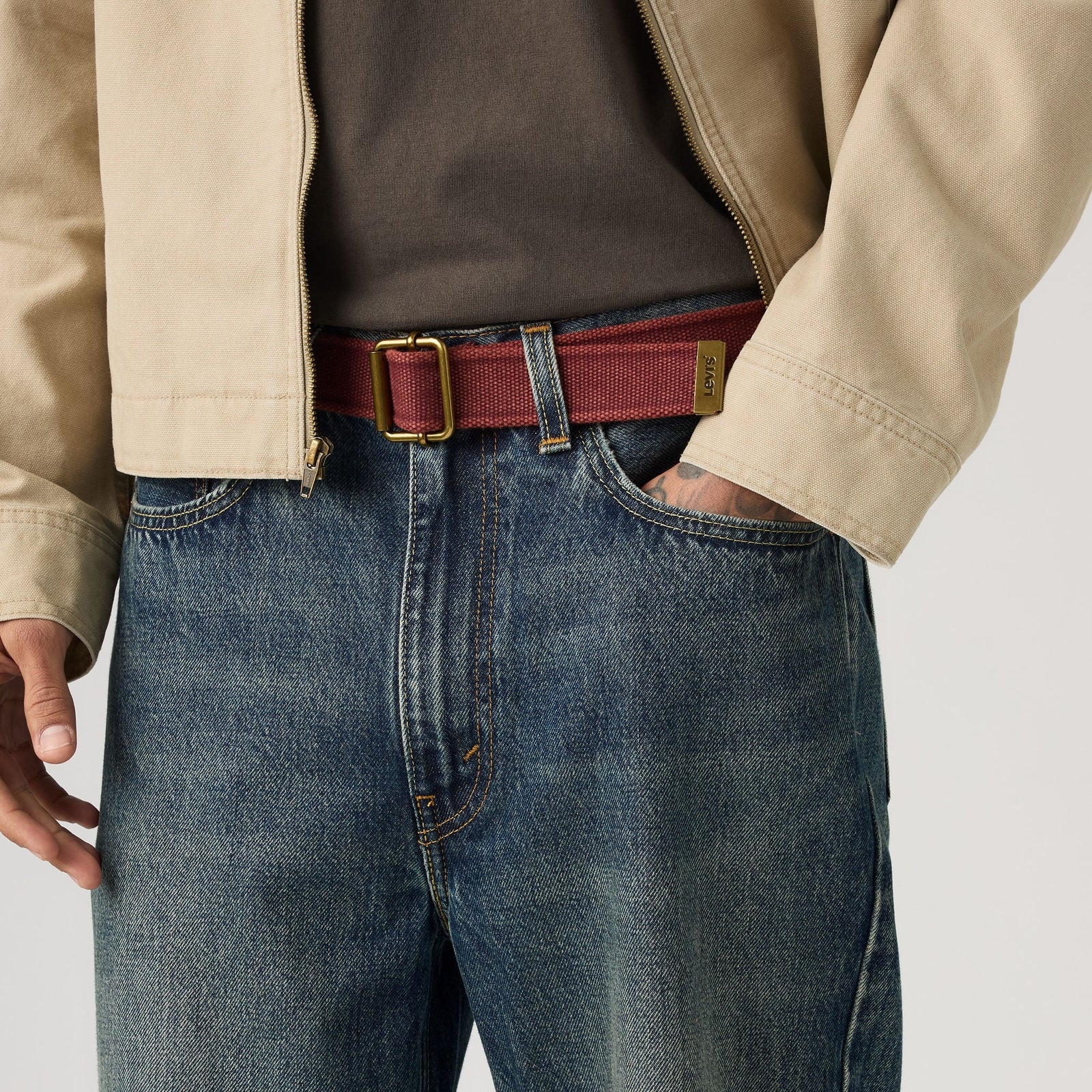 Main 1 - Levi's® Men's Washed Down Cotton Web Belt - 005DF0003