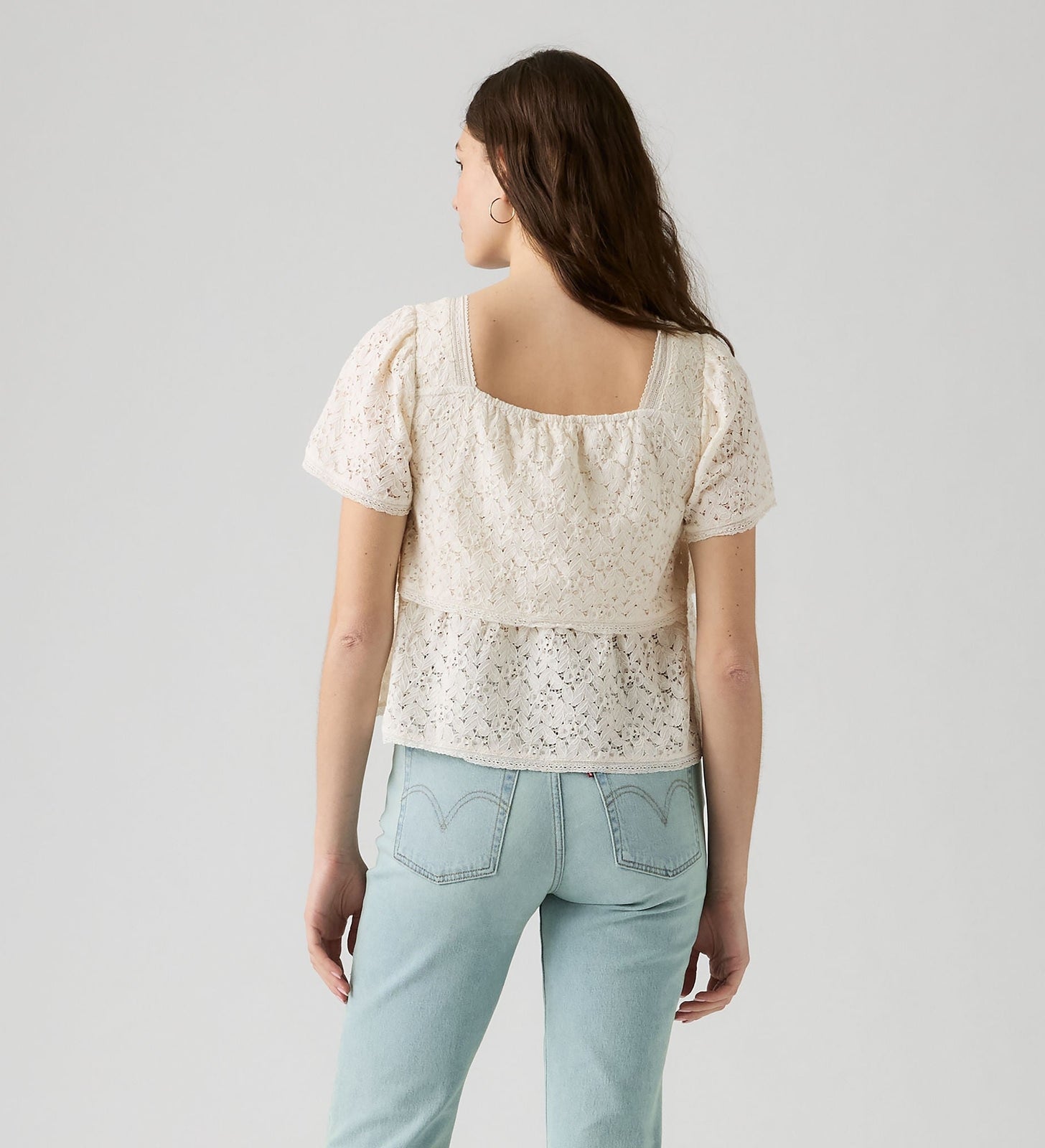Main 2 - Levi's® Women's Dom Short-Sleeve Lace Blouse - 007XH0005