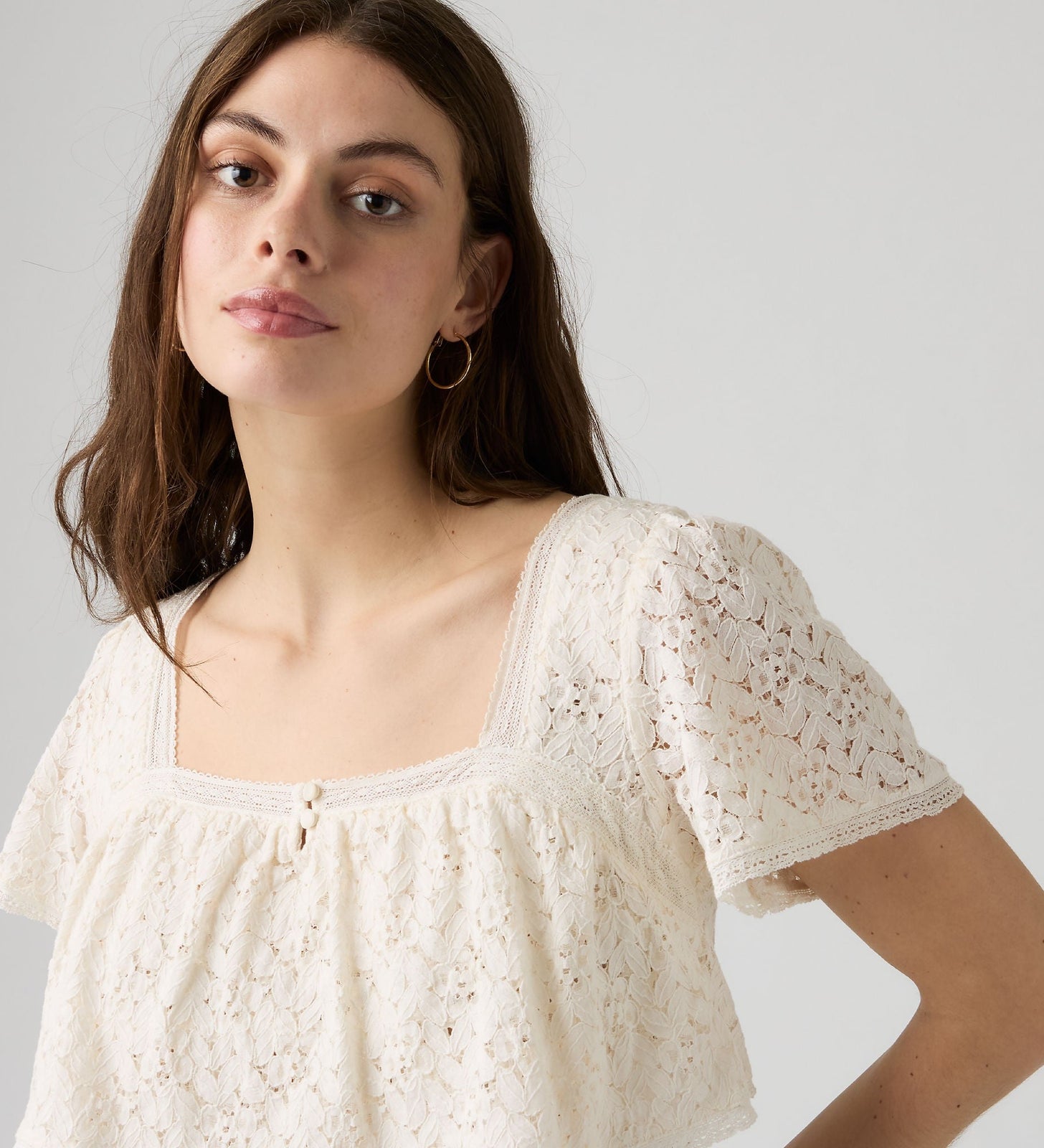 Main 4 - Levi's® Women's Dom Short-Sleeve Lace Blouse - 007XH0005