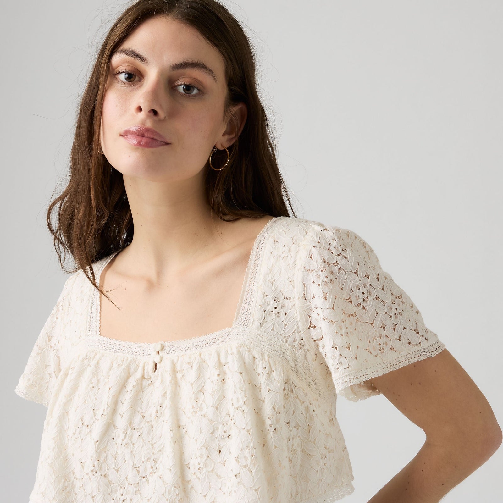 Main 4 - Levi's® Women's Dom Short-Sleeve Lace Blouse - 007XH0005