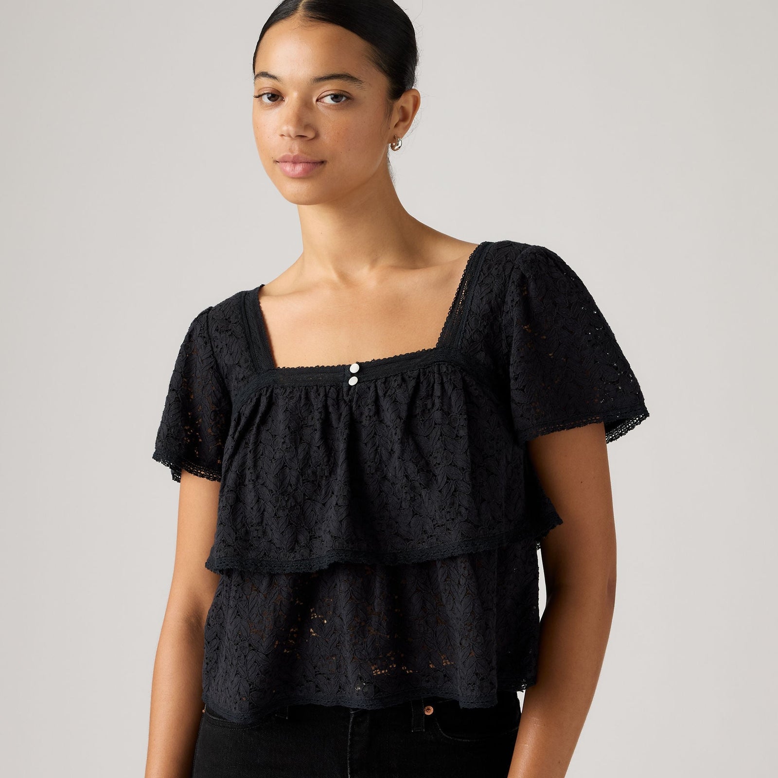 Main 1 - Levi's® Women's Dom Short-Sleeve Lace Blouse - 007XH0006