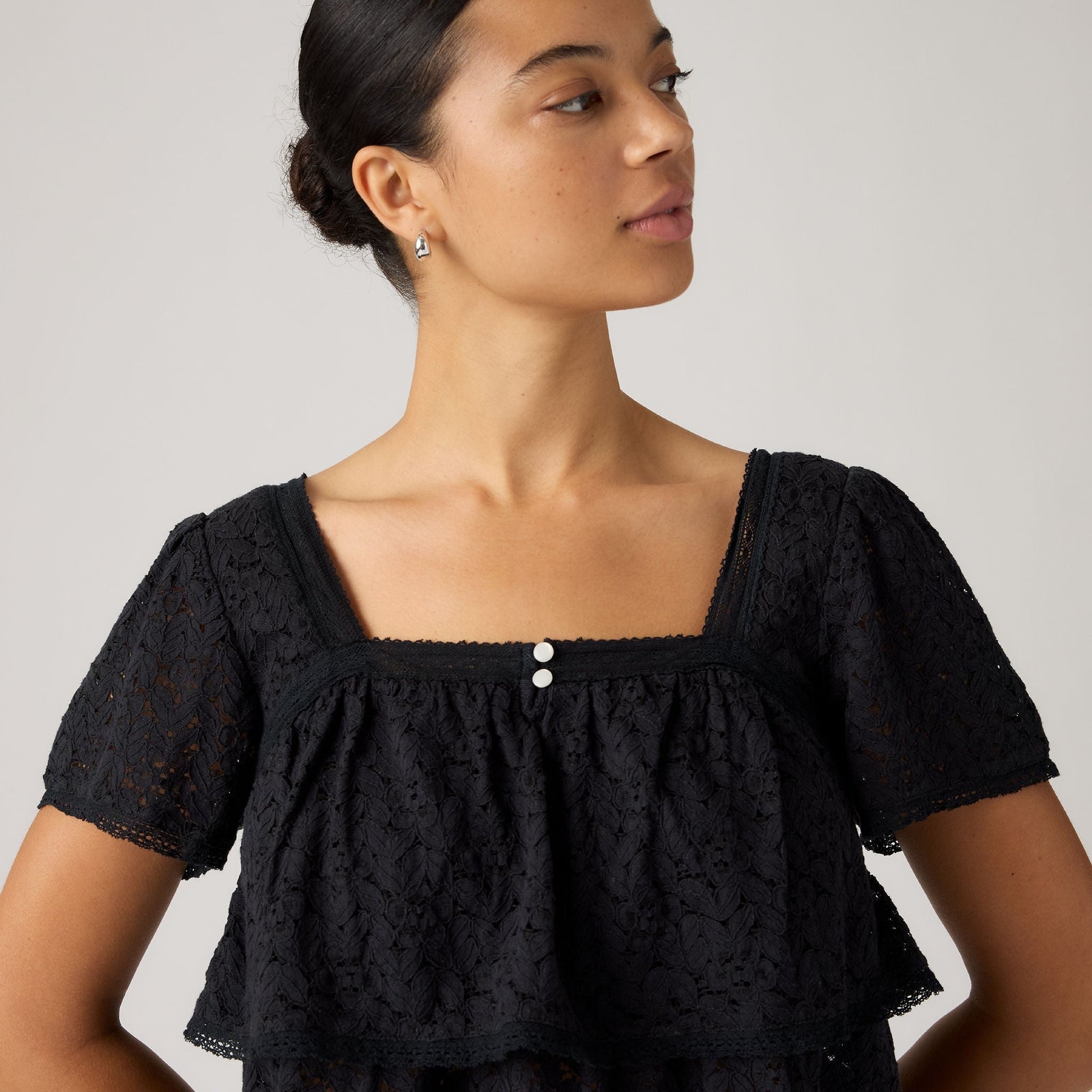 Main 4 - Levi's® Women's Dom Short-Sleeve Lace Blouse - 007XH0006