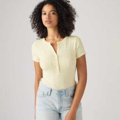 Thumbnail 1 - Levi's® Women's Dry Goods Pointelle Short-Sleeve Henley - 0086J0002