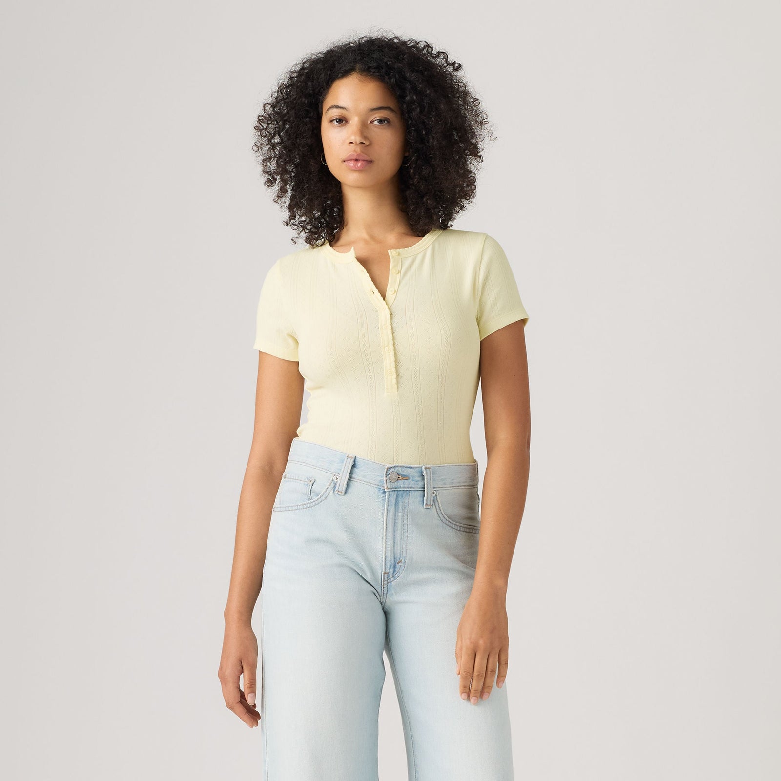 Main 3 - Levi's® Women's Dry Goods Pointelle Short-Sleeve Henley - 0086J0002