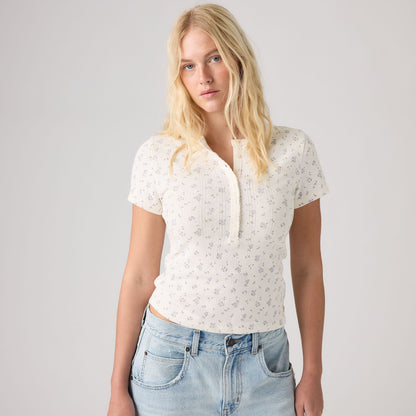 Thumbnail 1 - Levi's® Women's Dry Goods Pointelle Short-Sleeve Henley - 0086J0004