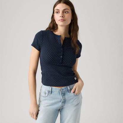 Thumbnail 1 - Levi's® Women's Dry Goods Pointelle Short-Sleeve Henley - 0086J0005