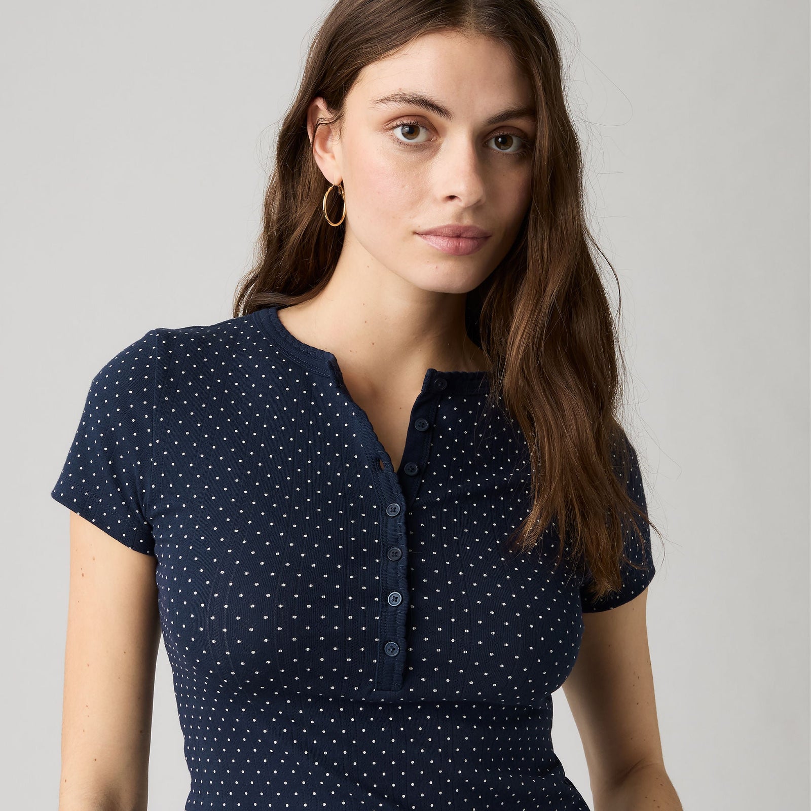 Main 4 - Levi's® Women's Dry Goods Pointelle Short-Sleeve Henley - 0086J0005