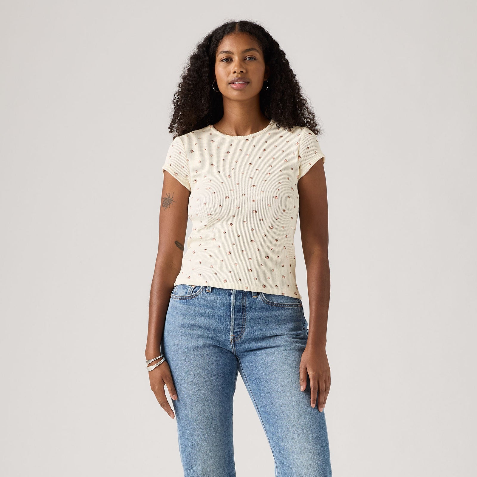 Main 3 - Levi's® Women's Dry Goods Waffle Cap-Sleeve Tee SCL - 