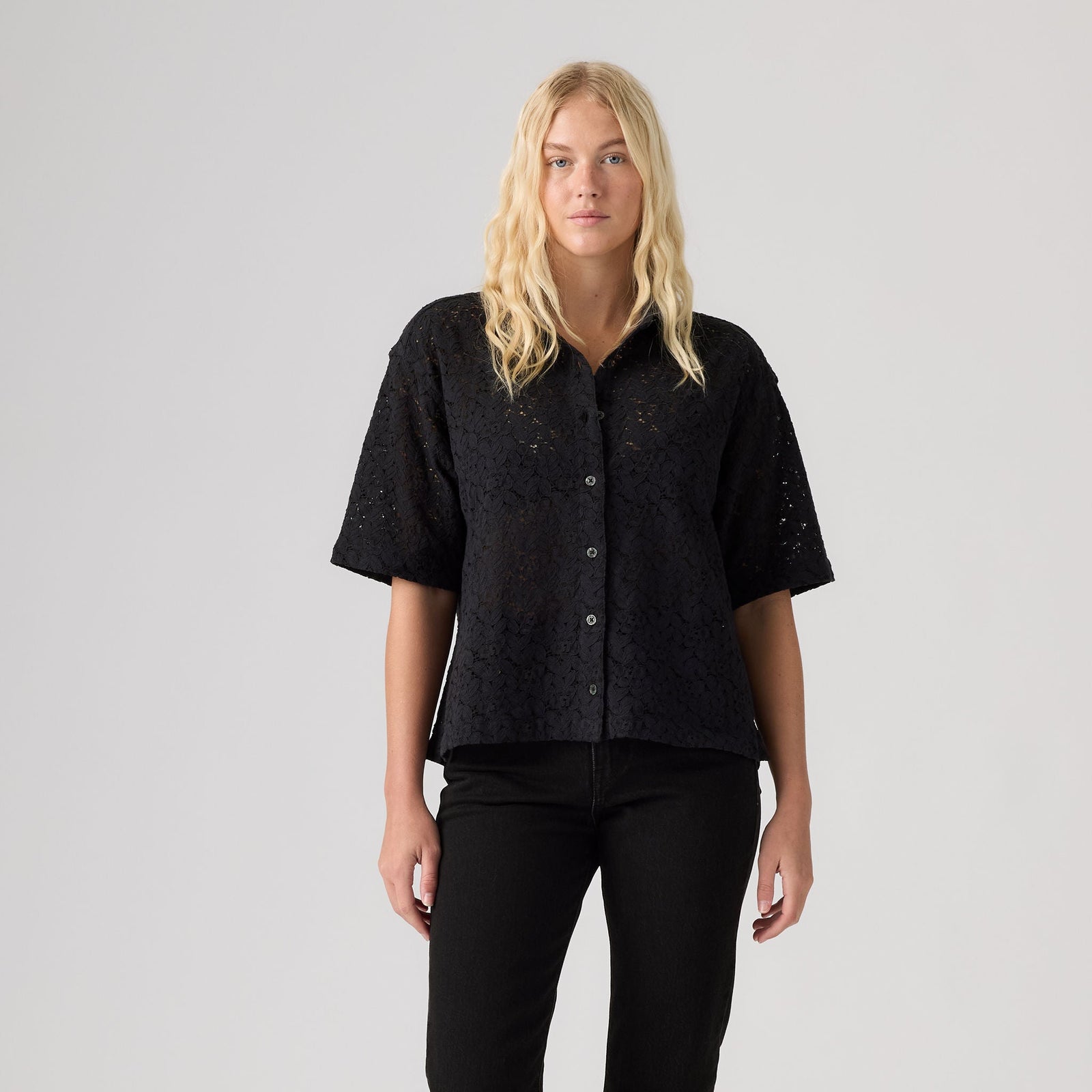 Main 3 - Levi's® Women's Harlie Short-Sleeve Lace Shirt - 007XJ0005