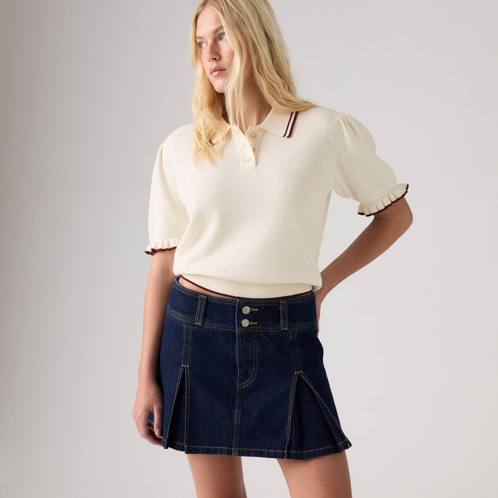 Main 5 - Levi's® Women's Inverted Pleat Mini Skirt - 0089S0002