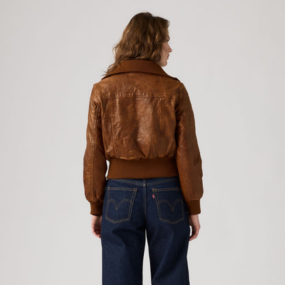 Thumbnail 2 - Levi's® Women's Kira Shrunken Leather Bomber Jacket - 007U60000