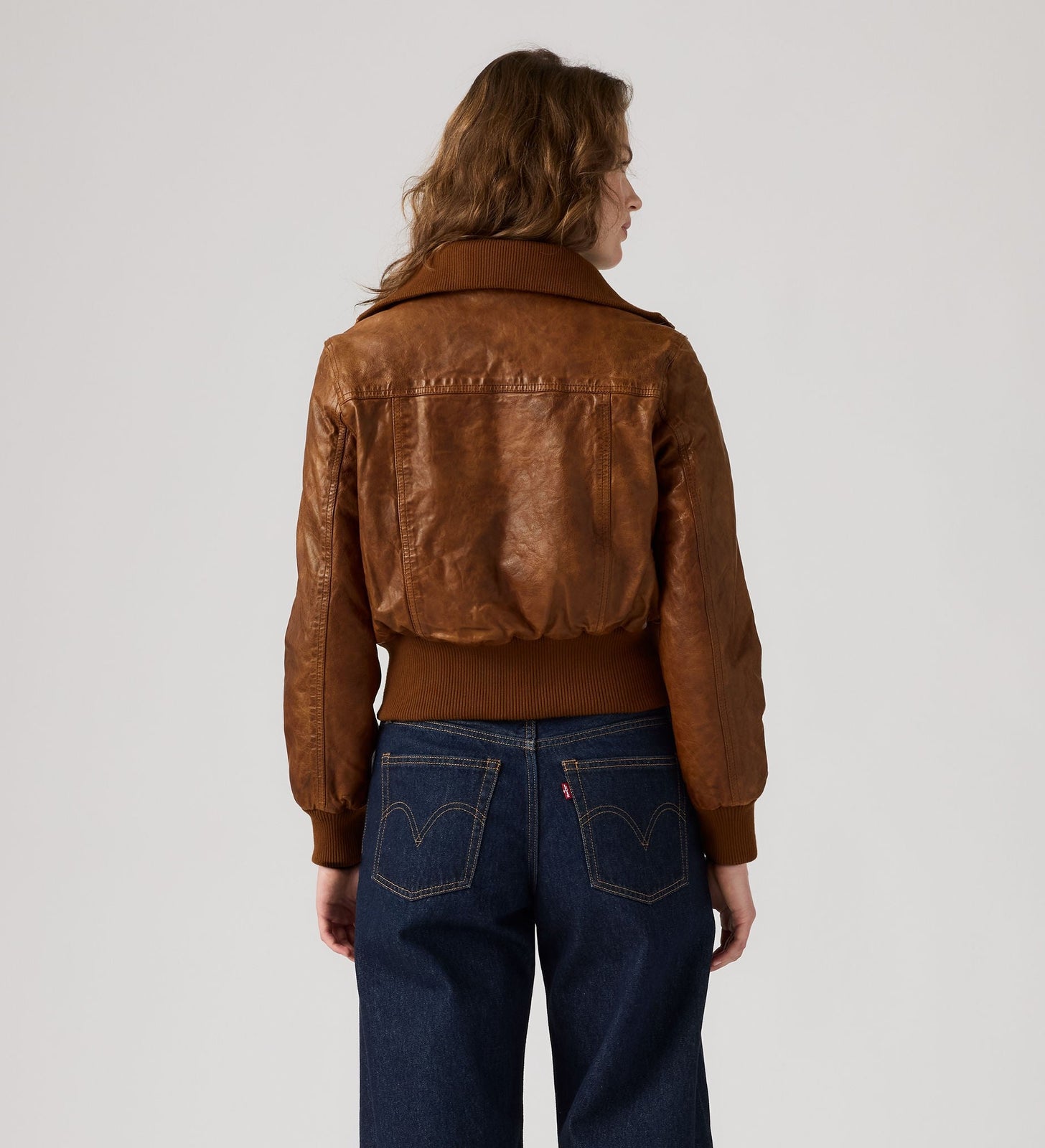 Main 2 - Levi's® Women's Kira Shrunken Leather Bomber Jacket - 007U60000